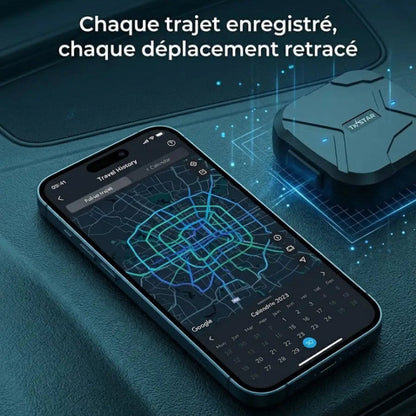 Trackeur Pro Vigilance Voiture — Historique des trajets GPS sur application mobile iOS Android