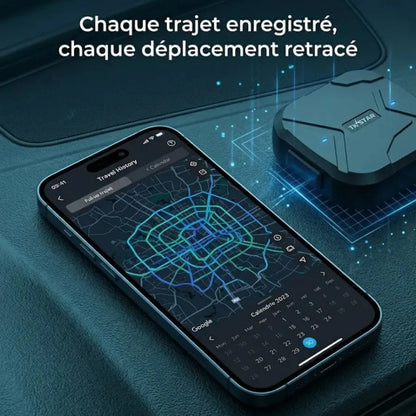Trackeur Pro Vigilance Moto — Historique des trajets GPS sur application mobile iOS Android