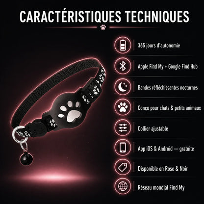 Collier traceur chat — fiche technique et compatibilité