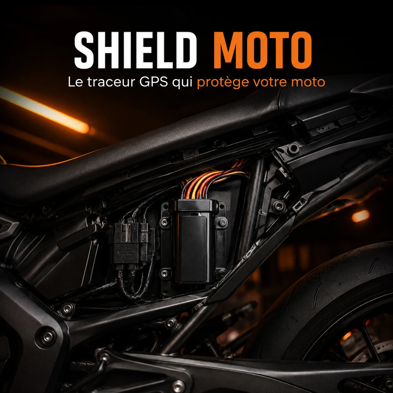 Trackeur Pro Shield Moto — Alertes intelligentes mouvement géofence anti-vol